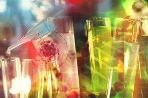 immunotherapy research concept with cells and DNA background